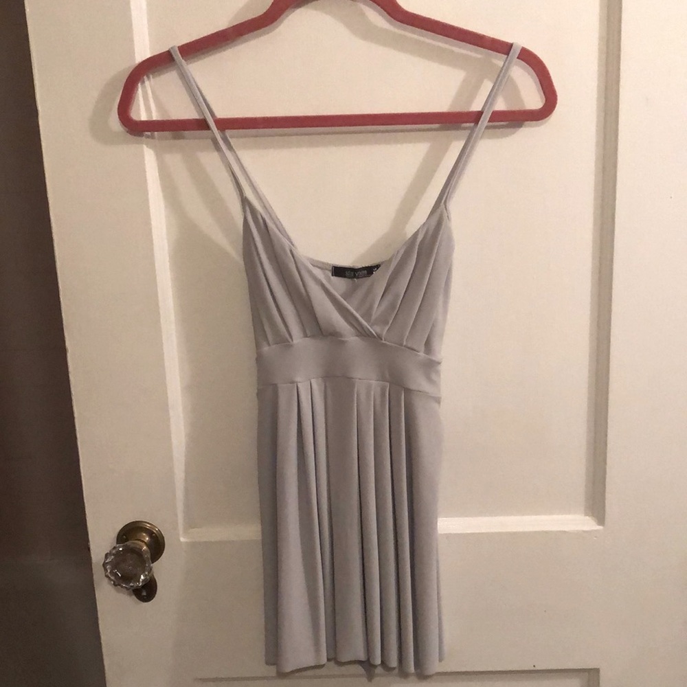 Light grey pleated dress top Y2K era